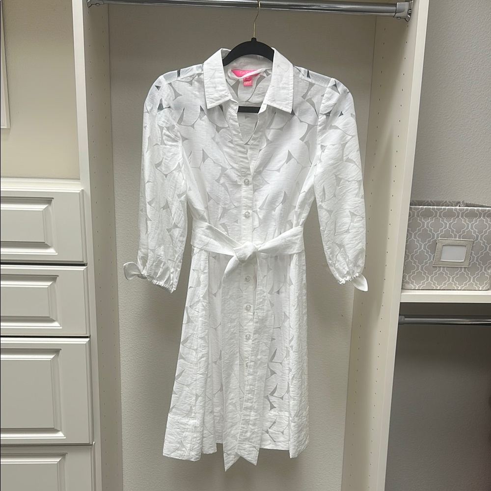 Lilly Pulitzer White Flora Faille Shirtdress